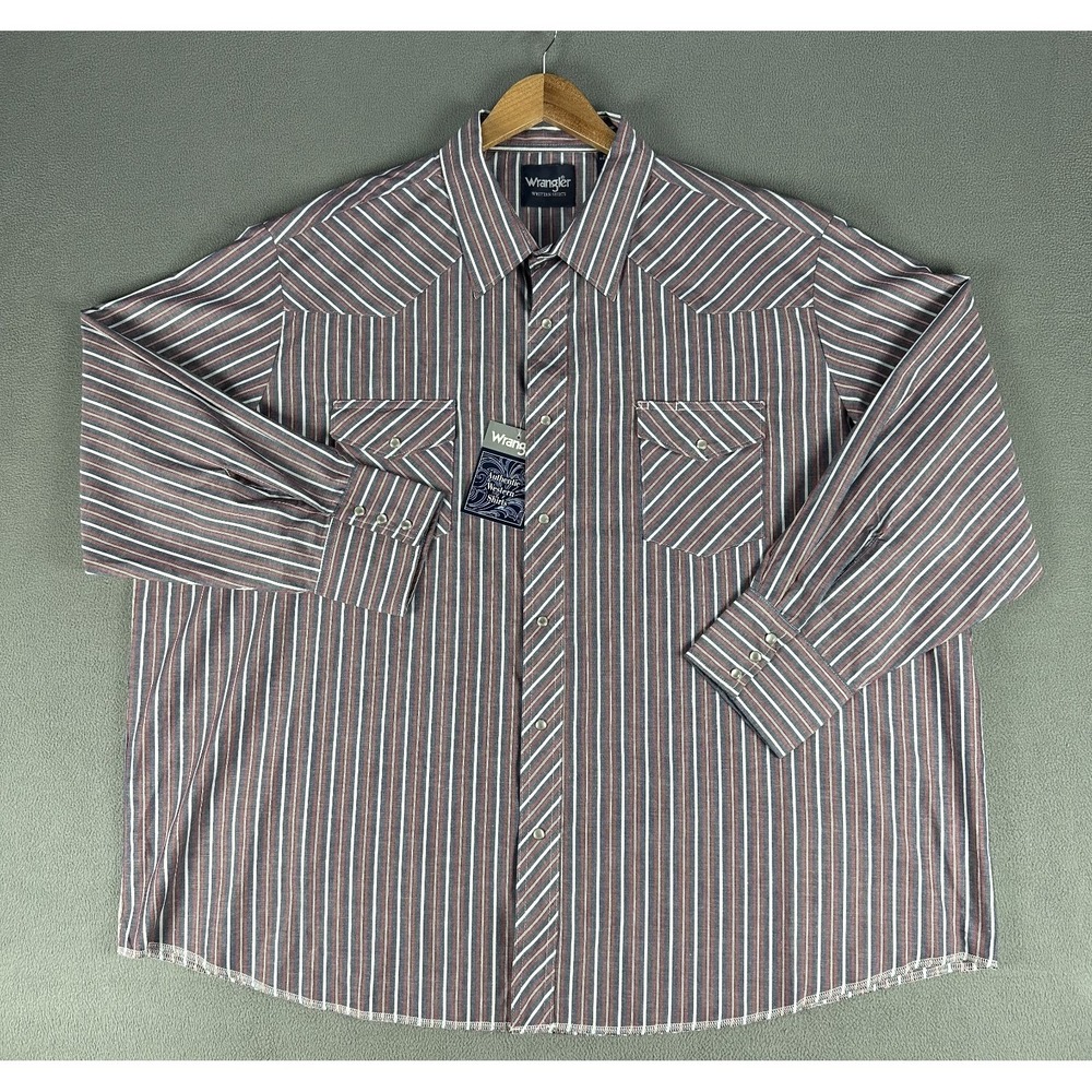 Wrangler Pearl Snap Shirt Mens 3X Big Red Blue Southwestern Navajo Cowboy New - Picture 2 of 6